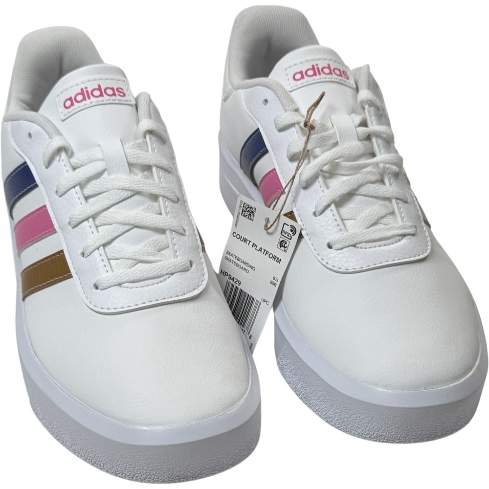 Adidas Court Platform Shoes / Sneakers - NEW Womens 8.5 Vanilla / Wht #47751-ZZ1 - Picture 4 of 5